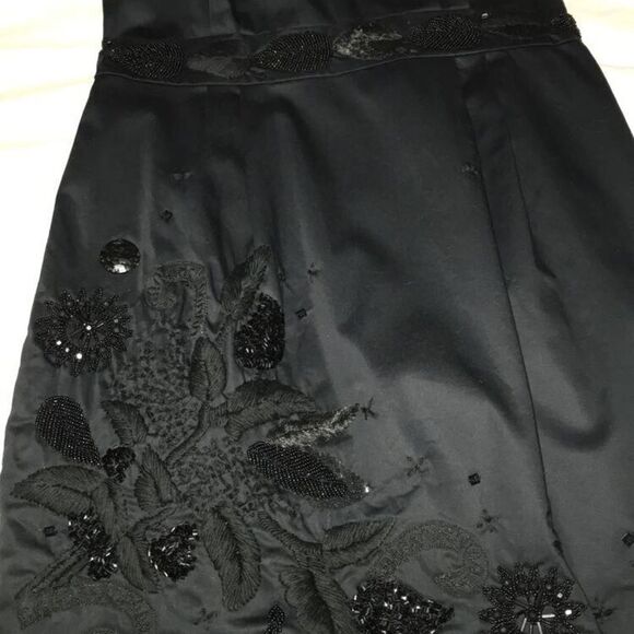 French connection black embroidered waist beaded office formal cocktail dress - Picture 10 of 15